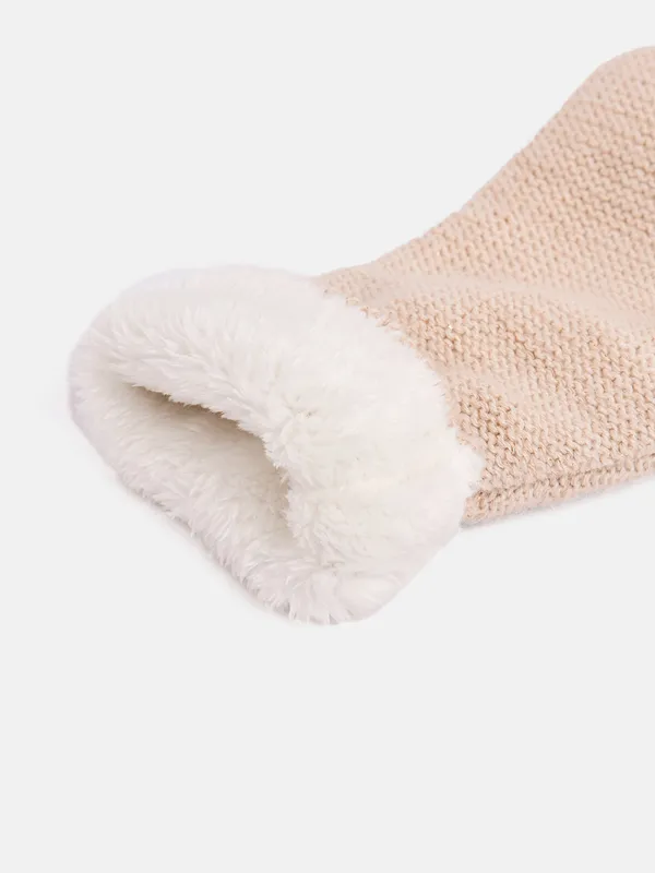 2-Piece_Oatmeal_Full_Sleeve_Cotton_Faux_Fur_Winter_Set_For_Unisex_Kids