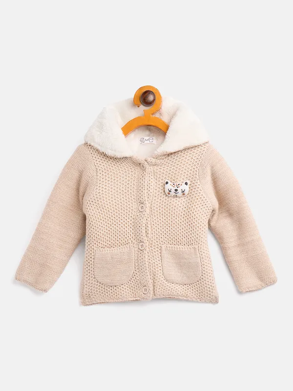 2-Piece_Oatmeal_Full_Sleeve_Cotton_Faux_Fur_Winter_Set_For_Unisex_Kids