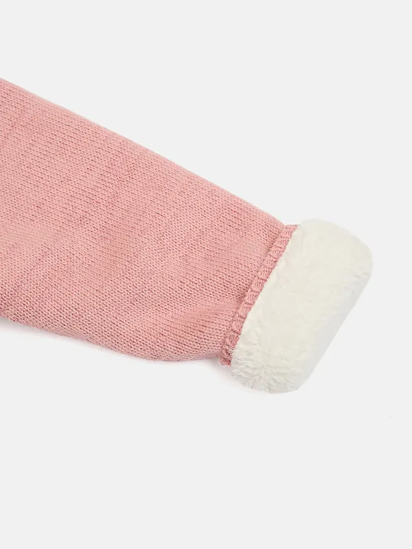 JWAAQ_Cotton_Knit_Full_Sleeve_Baby_kids_unisex_Winter_2_pcs_set_With_Fur_Lined-D.Pink
