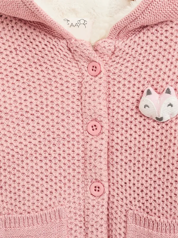 JWAAQ_Cotton_Knit_Full_Sleeve_Baby_kids_unisex_Winter_2_pcs_set_With_Fur_Lined-D.Pink
