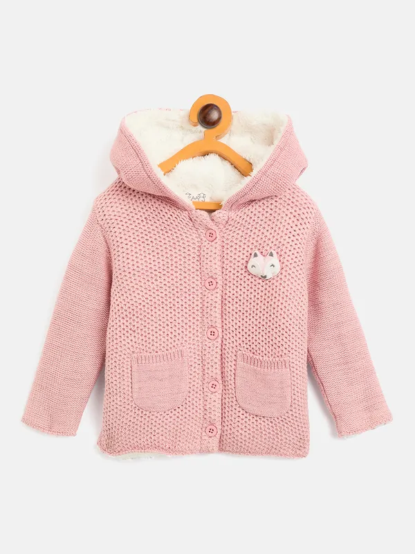 JWAAQ_Cotton_Knit_Full_Sleeve_Baby_kids_unisex_Winter_2_pcs_set_With_Fur_Lined-D.Pink
