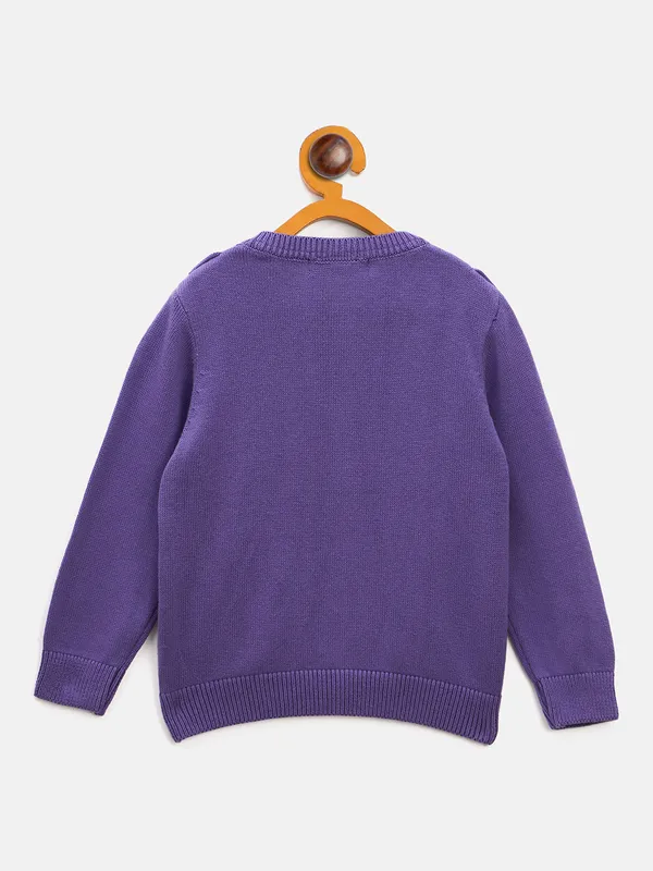 JWAAQ_Girls_Self_Design_V-Neck_Pure_Cotton_Cardigan