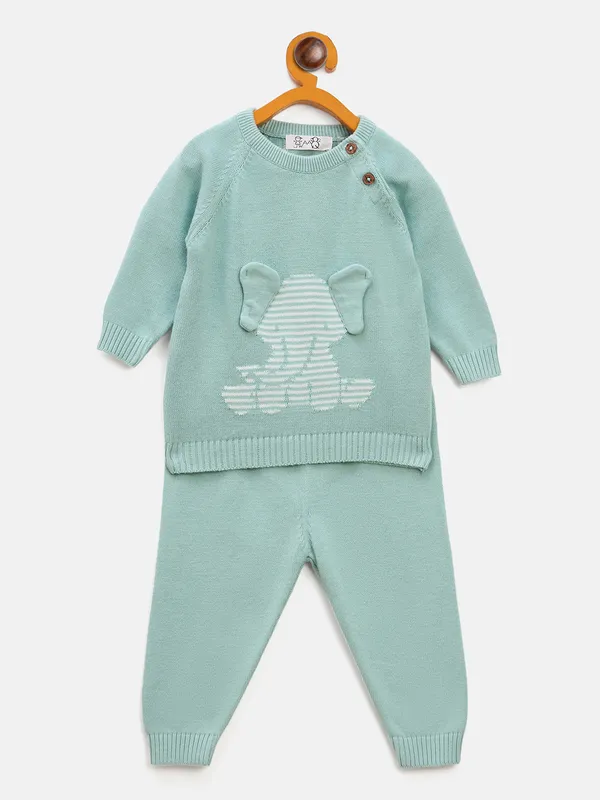 JWAAQ_Cotton_Knit_Full_Sleeve_Baby_kids_unisex_Winter_2_pcs_set-Mint