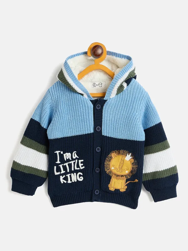 JWAAQ_Cotton_Knit_Full_Sleeve_Baby_kids_unisex_Winter_2_pcs_set_With_Fur_Lined-Blue