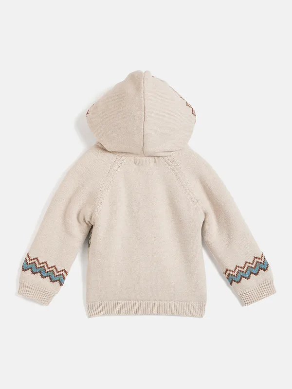 JWAAQ_Cotton_Knit_Full_Sleeve_Zig_Zag_Printed_Baby_kids_unisex_Winter_2_pcs_set_With_Fur_Lined-Oatmeal