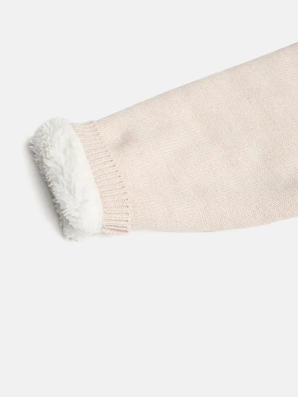 JWAAQ_Cotton_Knit_Full_Sleeve_Zig_Zag_Printed_Baby_kids_unisex_Winter_2_pcs_set_With_Fur_Lined-Oatmeal