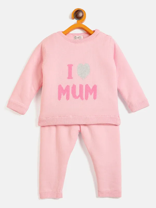 JWAAQ_Cotton_Knit_Full_Sleeve_Baby_kids_unisex_Winter_2_pcs_set_With_Fur_Lined-Pink