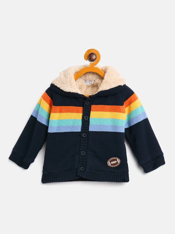2-Piece_Navy_Blue_Full_Sleeve_Cotton_Faux_Fur_Winter_Set_For_Unisex_Kids