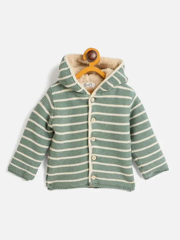 JWAAQ_Cotton_Knit_Full_Sleeve_Baby_kids_unisex_Winter_2_pcs_set_With_Fur_Lined-Olive