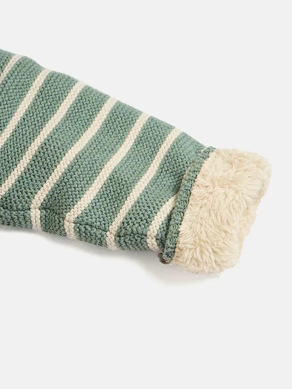 JWAAQ_Cotton_Knit_Full_Sleeve_Baby_kids_unisex_Winter_2_pcs_set_With_Fur_Lined-Olive
