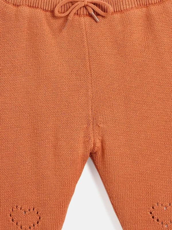 JWAAQ_Cotton_Knit_Full_Sleeve_Baby_kids_unisex_Winter_2_pcs_set_With_Fur_Lined-Rust