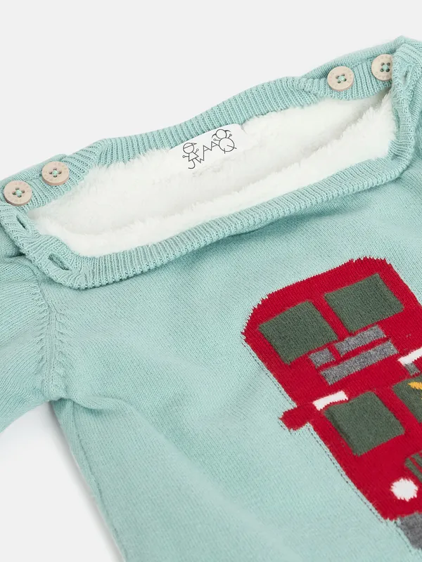 Lime_Green_Infants_Full_Sleeve_Cotton_Fur_Lined_Romper_For___Kids
