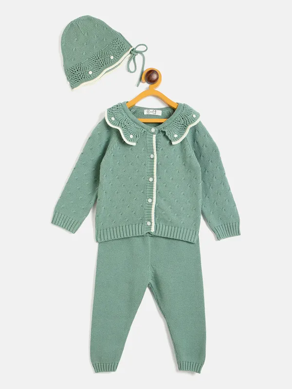 JWAAQ_Baby_kids_Girls_Winter_Full_Sleeve_3_pcs_set_with_Cap-Green