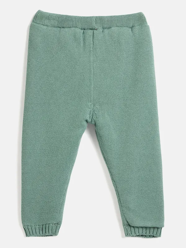 JWAAQ_Cotton_Knit_Full_Sleeve_Baby_kids_unisex_Winter_2_pcs_set_With_Fur_Lined-Green