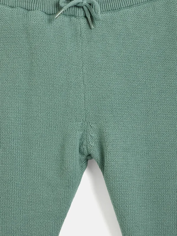 JWAAQ_Cotton_Knit_Full_Sleeve_Baby_kids_unisex_Winter_2_pcs_set_With_Fur_Lined-Green
