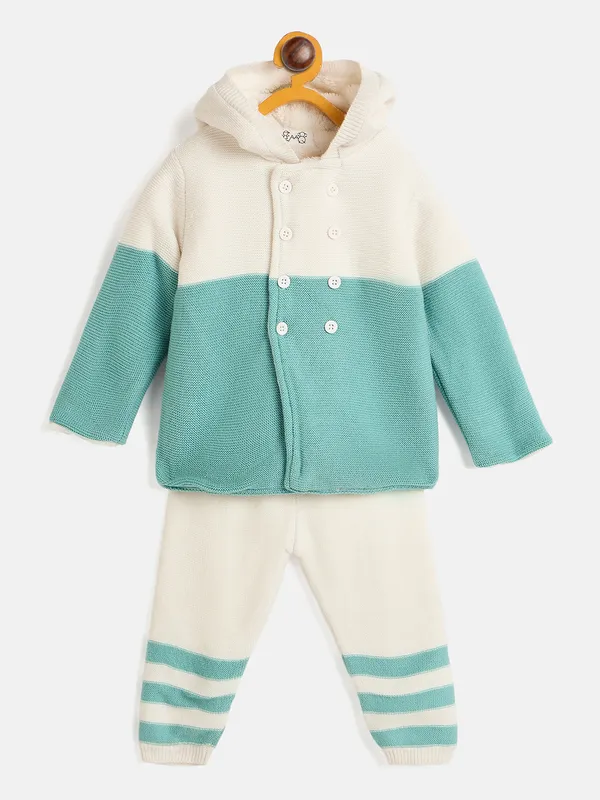 JWAAQ_Cotton_Knit_Full_Sleeve_Baby_kids_unisex_Winter_2_pcs_set_With_Fur_Lined-Green