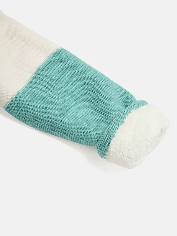 JWAAQ_Cotton_Knit_Full_Sleeve_Baby_kids_unisex_Winter_2_pcs_set_With_Fur_Lined-Green