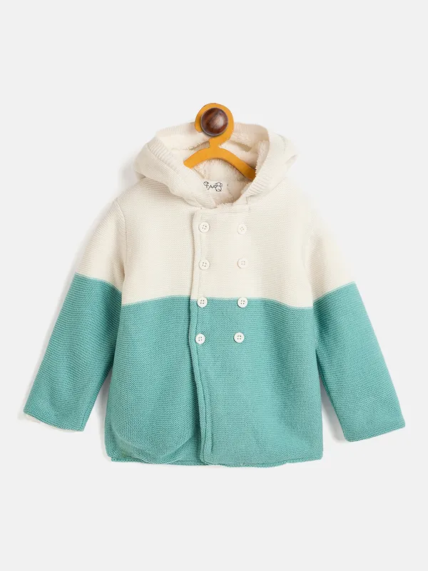 JWAAQ_Cotton_Knit_Full_Sleeve_Baby_kids_unisex_Winter_2_pcs_set_With_Fur_Lined-Green