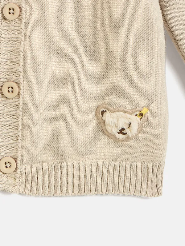 JWAAQ_Cotton_Knit_Full_Sleeve_Color_Block_With_Teddy_Patch_Baby_kids_unisex_Winter_2_pcs_set_With_Fur_Lined-Oatmeal