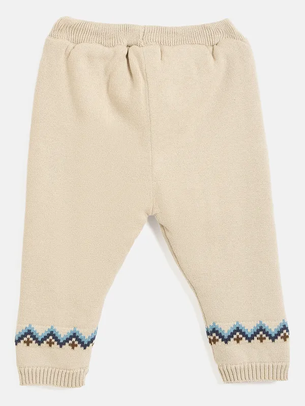 JWAAQ_Cotton_Knit_Full_Sleeve_Color_Block_With_Teddy_Patch_Baby_kids_unisex_Winter_2_pcs_set_With_Fur_Lined-Oatmeal