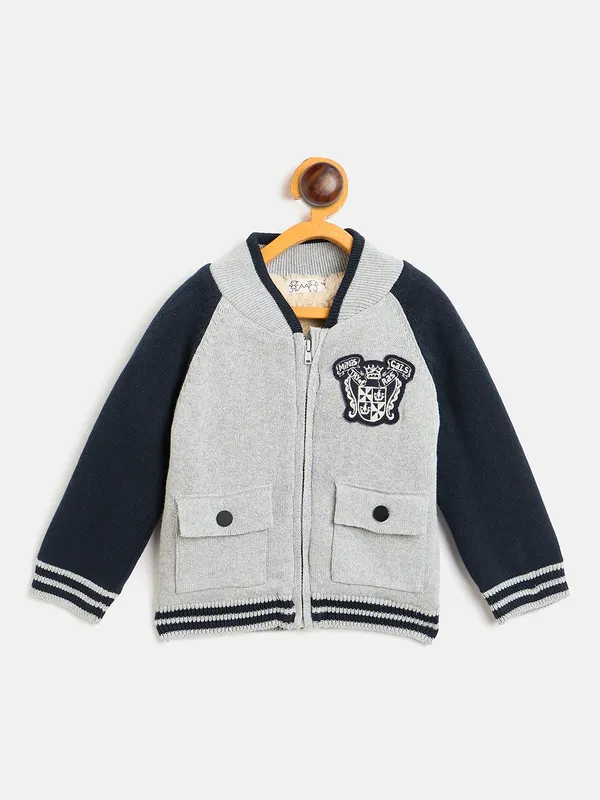 JWAAQ_Cotton_Knit_Full_Sleeve_Baby_kids_unisex_Winter_2_pcs_set_With_Fur_Lined-Grey