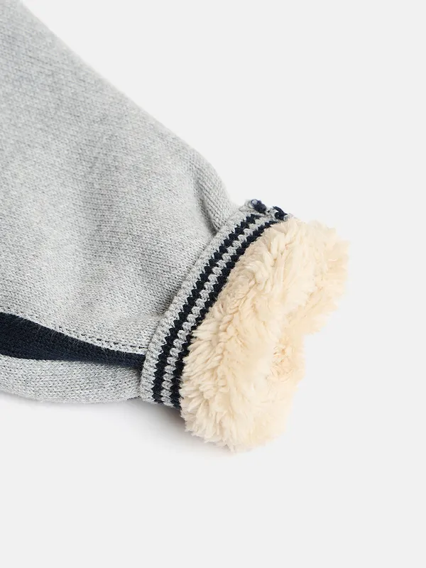 JWAAQ_Cotton_Knit_Full_Sleeve_Baby_kids_unisex_Winter_2_pcs_set_With_Fur_Lined-Grey