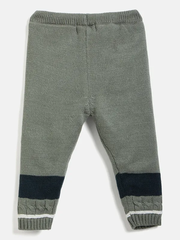 JWAAQ_Cotton_Knit_Full_Sleeve_Striped_Baby_kids_unisex_Winter_2_pcs_set_With_Fur_Lined-Navy