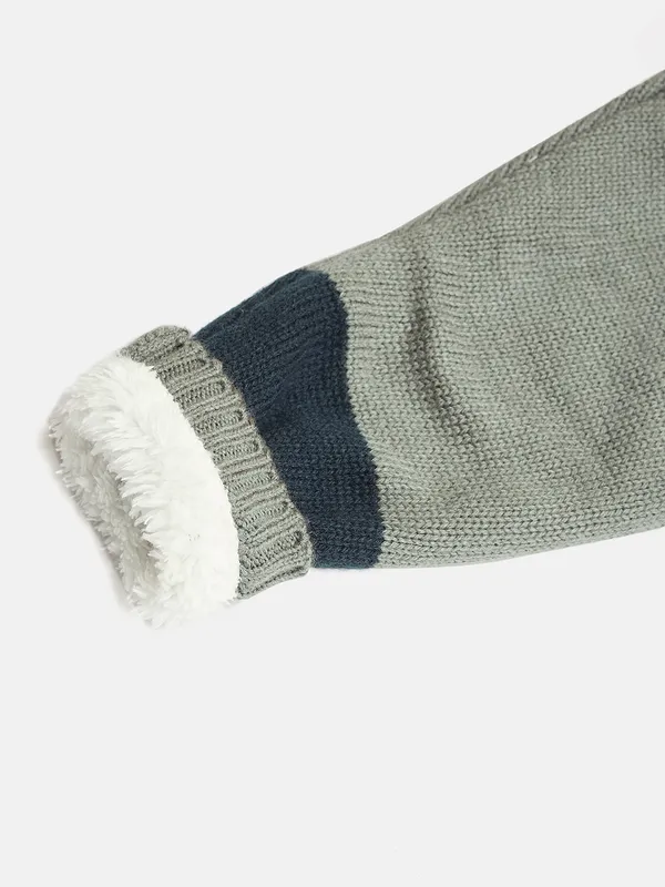 JWAAQ_Cotton_Knit_Full_Sleeve_Striped_Baby_kids_unisex_Winter_2_pcs_set_With_Fur_Lined-Navy