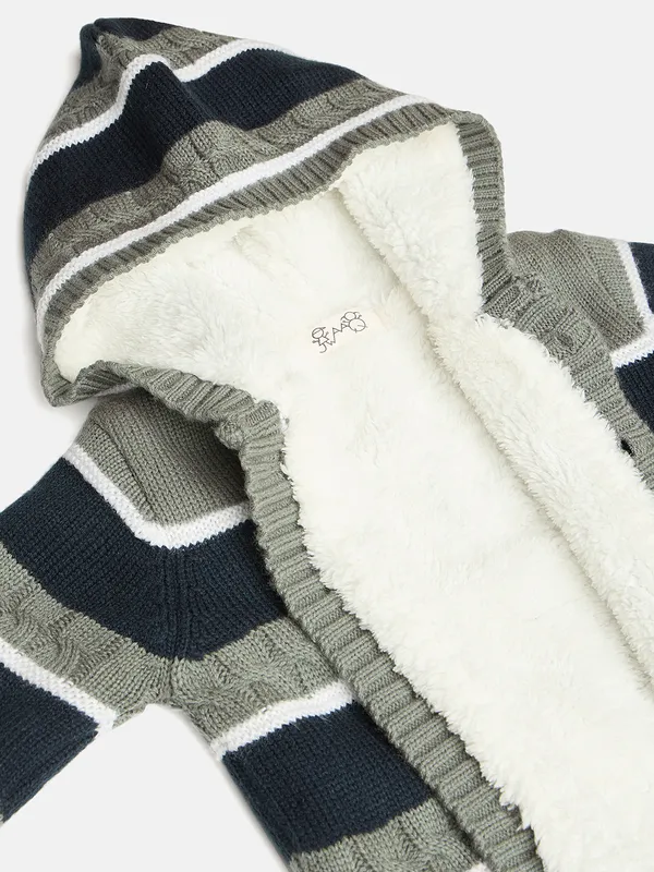 JWAAQ_Cotton_Knit_Full_Sleeve_Striped_Baby_kids_unisex_Winter_2_pcs_set_With_Fur_Lined-Navy