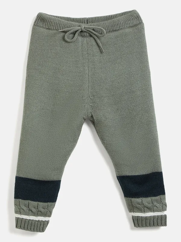 JWAAQ_Cotton_Knit_Full_Sleeve_Striped_Baby_kids_unisex_Winter_2_pcs_set_With_Fur_Lined-Navy