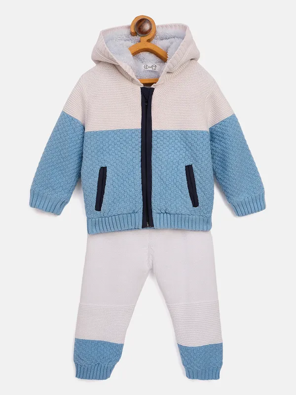 JWAAQ_Cotton_Knit_Full_Sleeve_Color_Blocked_Baby_kids_unisex_Winter_2_pcs_set_With_Fur_Lined-Blue