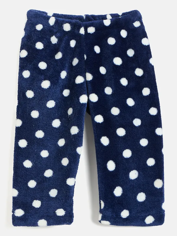 JWAAQ_Fur_Knited_Fabric_Full_Sleeve_Self_Dots_Printed_Baby_kids_unisex_Winter_2_pcs_set-Navy