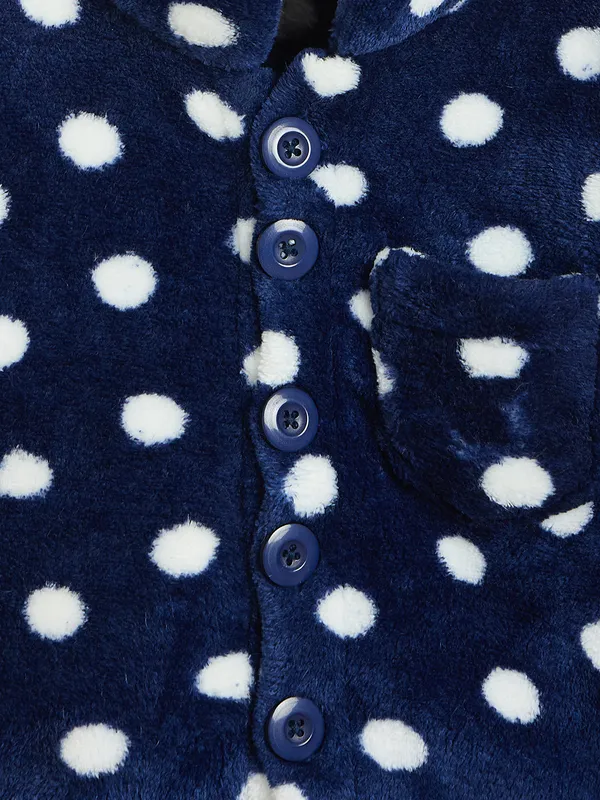 JWAAQ_Fur_Knited_Fabric_Full_Sleeve_Self_Dots_Printed_Baby_kids_unisex_Winter_2_pcs_set-Navy