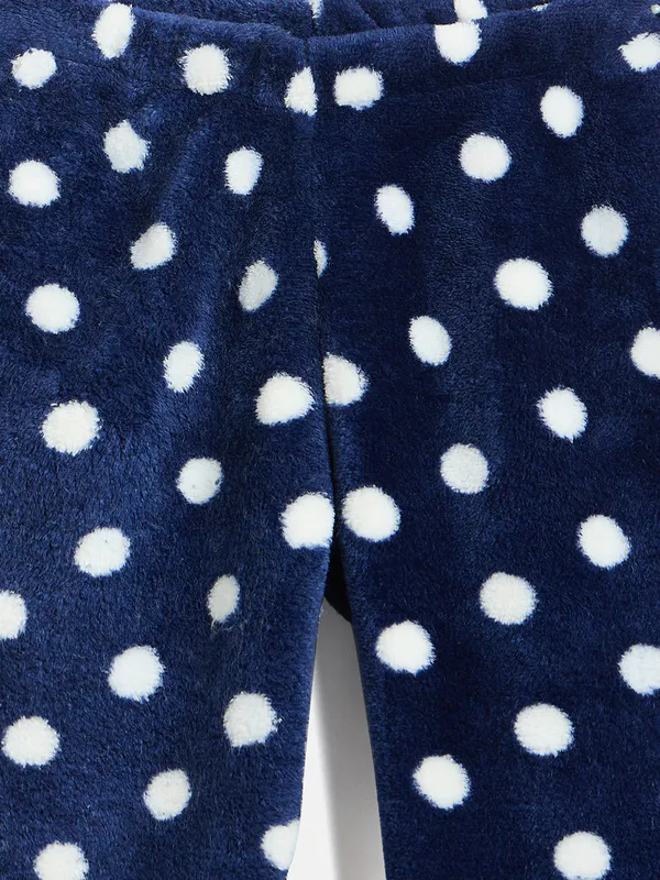 JWAAQ_Fur_Knited_Fabric_Full_Sleeve_Self_Dots_Printed_Baby_kids_unisex_Winter_2_pcs_set-Navy