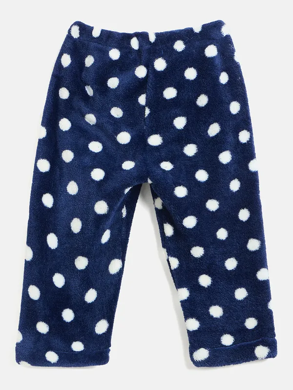 JWAAQ_Fur_Knited_Fabric_Full_Sleeve_Self_Dots_Printed_Baby_kids_unisex_Winter_2_pcs_set-Navy