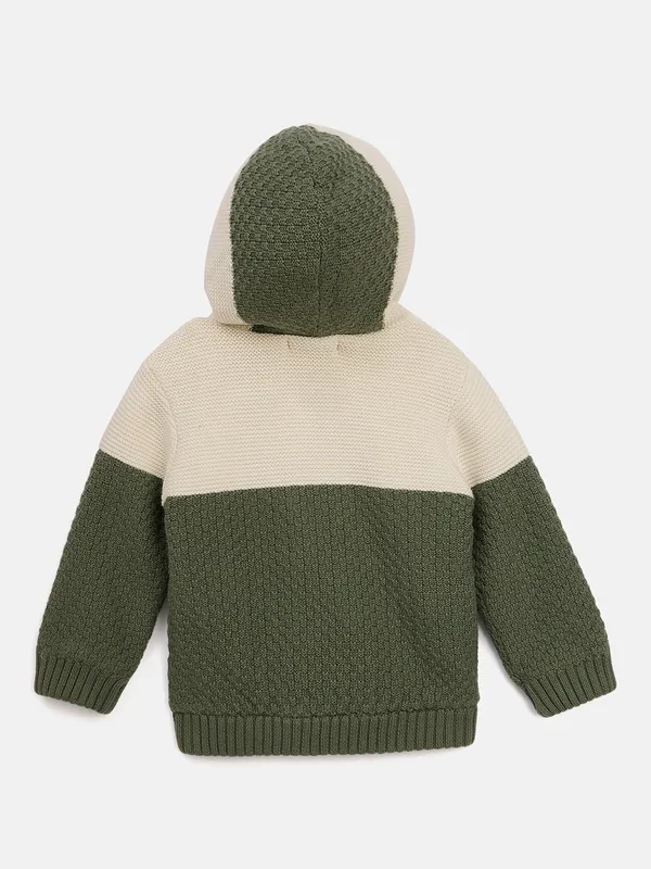 JWAAQ_Cotton_Knit_Full_Sleeve_Color_Blocked_Baby_kids_unisex_Winter_2_pcs_set_With_Fur_Lined-Green