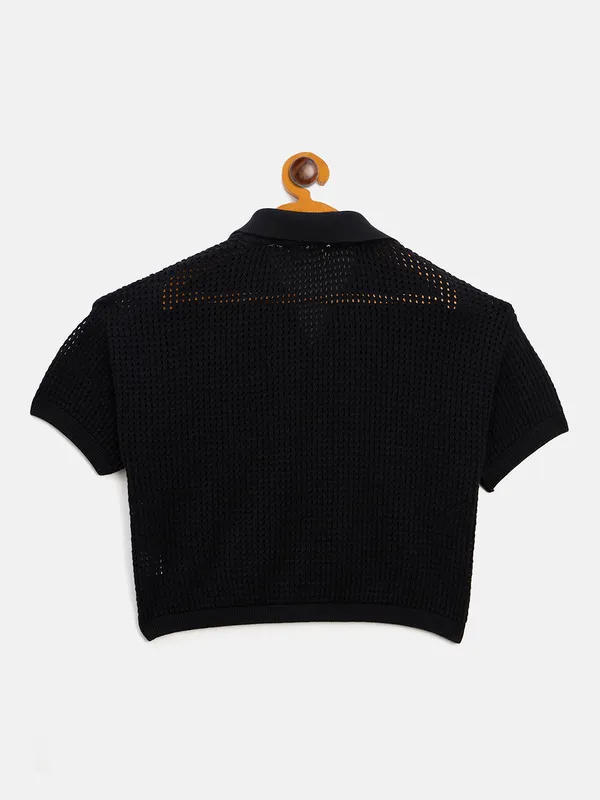 JWAAQ_Girls_Self_Design_Polo_Collar_Pure_Cotton_T-shirt
