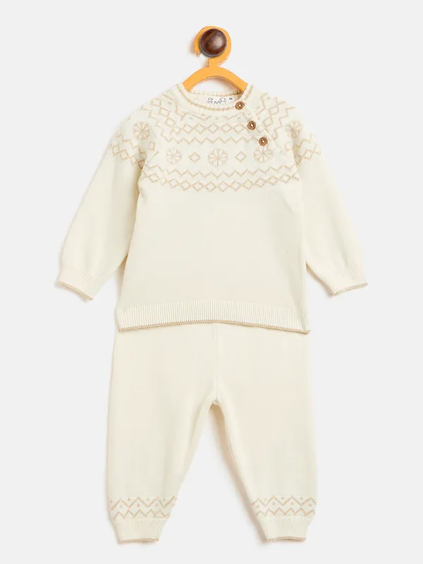 JWAAQ_Cotton_Knit_Full_Sleeve_Baby_kids_unisex_Winter_2_pcs_set-Cream