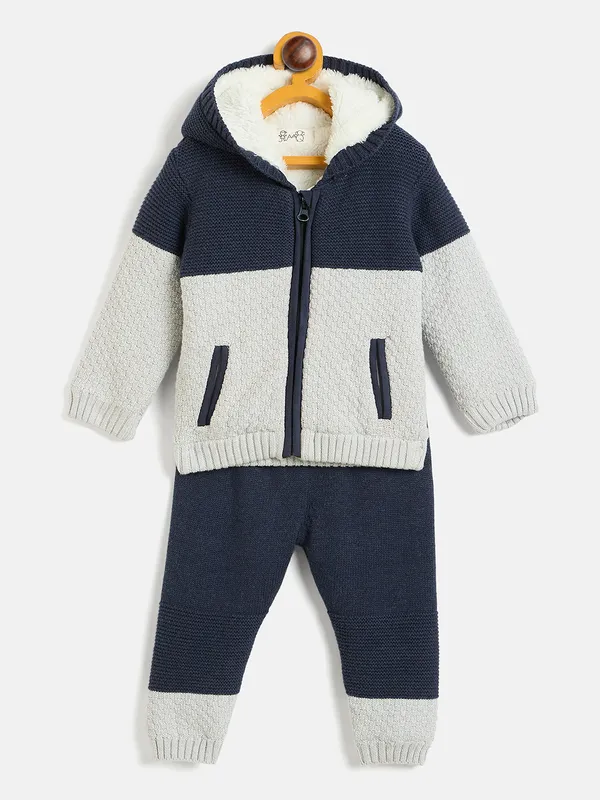 JWAAQ_Cotton_Knit_Full_Sleeve_Color_Blocked_Baby_kids_unisex_Winter_2_pcs_set_With_Fur_Lined-Grey