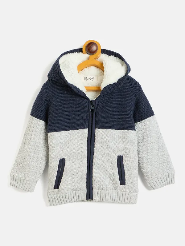 JWAAQ_Cotton_Knit_Full_Sleeve_Color_Blocked_Baby_kids_unisex_Winter_2_pcs_set_With_Fur_Lined-Grey