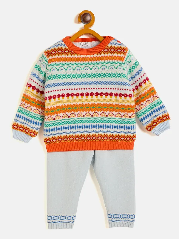 2-Piece_Blue_Full_Sleeve_Cotton_Faux_Fur_Winter_Set_For___Kids