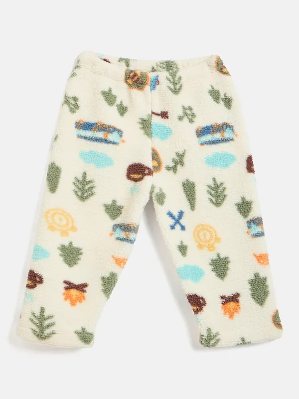 JWAAQ_Fur_Knited_Fabric_Full_Sleeve_Self_Printed_Baby_kids_unisex_Winter_2_pcs_set-Ecru