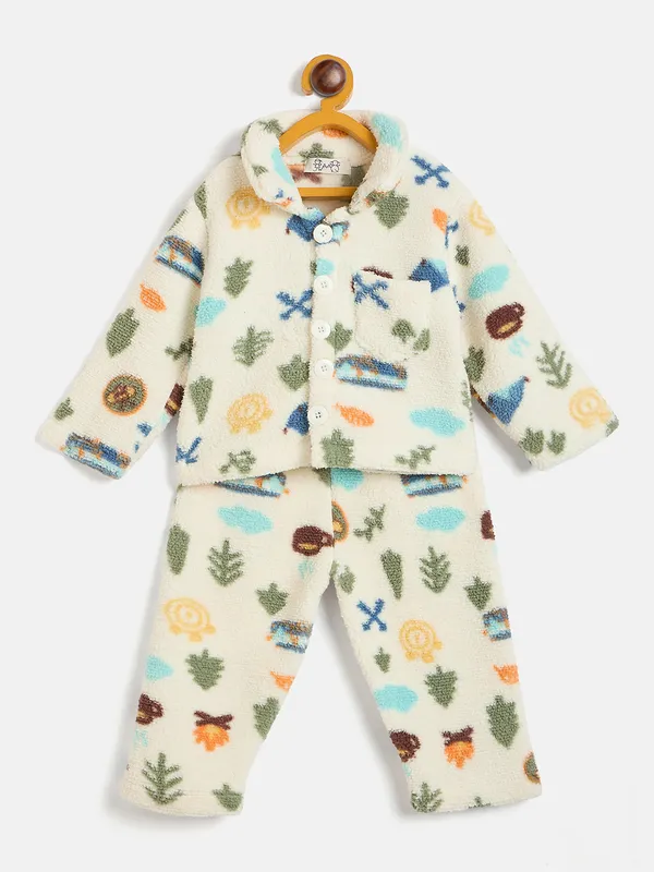 JWAAQ_Fur_Knited_Fabric_Full_Sleeve_Self_Printed_Baby_kids_unisex_Winter_2_pcs_set-Ecru