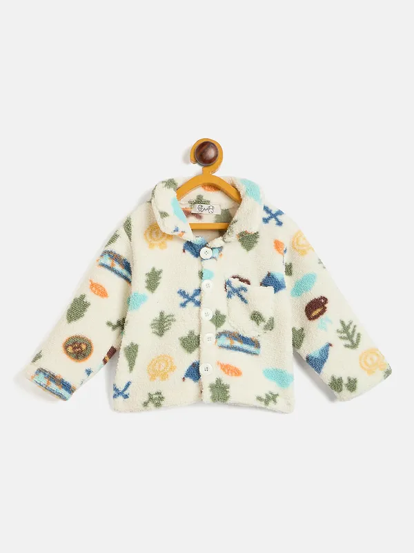 JWAAQ_Fur_Knited_Fabric_Full_Sleeve_Self_Printed_Baby_kids_unisex_Winter_2_pcs_set-Ecru