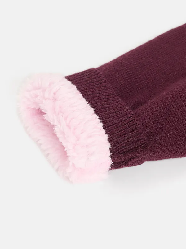 Wine_Infants_Full_Sleeve_Cotton_Fur_Lined_Romper_For___Kids