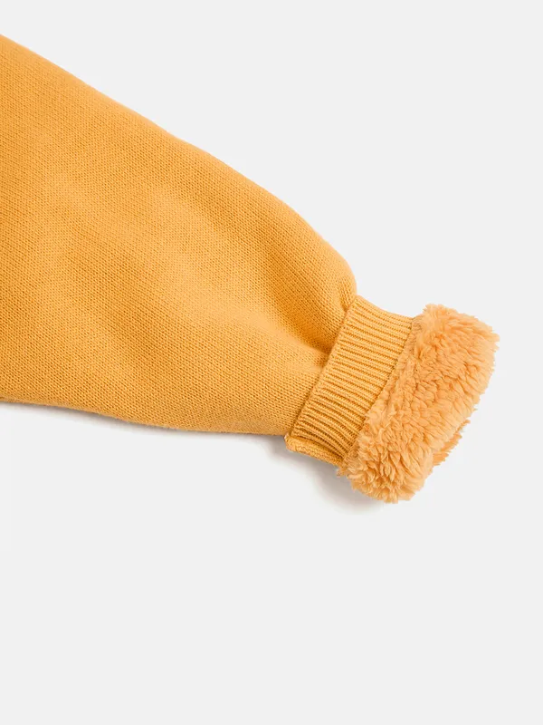 JWAAQ_Cotton_Knit_Full_Sleeve_Baby_kids_unisex_Winter_2_pcs_set_With_Fur_Lined-Yellow