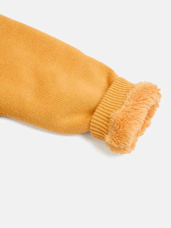 JWAAQ_Cotton_Knit_Full_Sleeve_Baby_kids_unisex_Winter_2_pcs_set_With_Fur_Lined-Yellow
