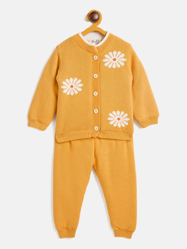 JWAAQ_Cotton_Knit_Full_Sleeve_Baby_kids_unisex_Winter_2_pcs_set_With_Fur_Lined-Yellow