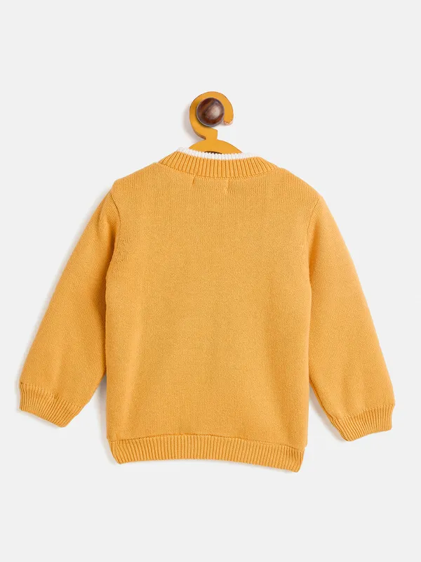 JWAAQ_Cotton_Knit_Full_Sleeve_Baby_kids_unisex_Winter_2_pcs_set_With_Fur_Lined-Yellow