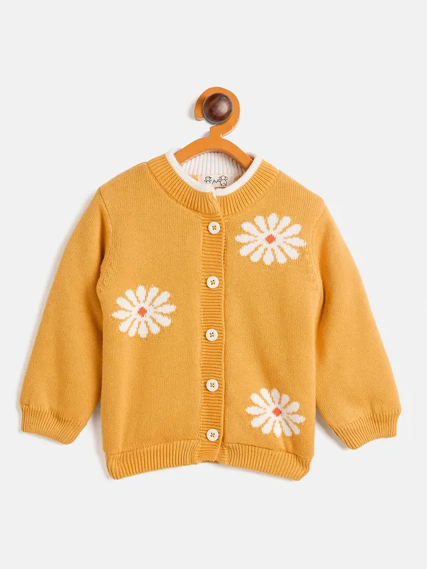 JWAAQ_Cotton_Knit_Full_Sleeve_Baby_kids_unisex_Winter_2_pcs_set_With_Fur_Lined-Yellow